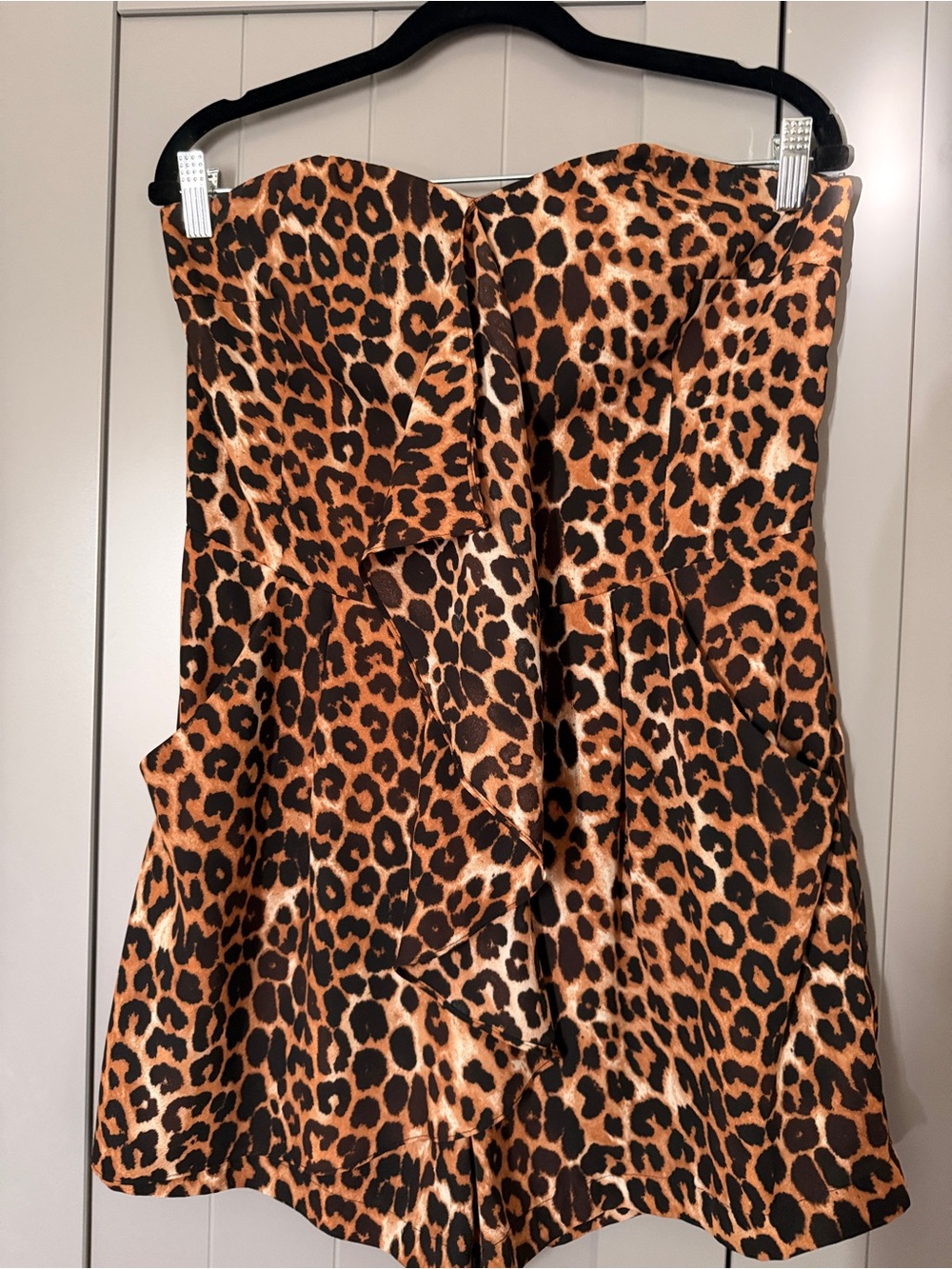 Express Strapless Leopard Print Mini Dress - Brown & Black